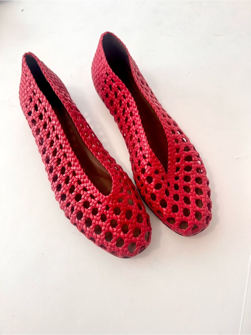 Anonymous Copenhagen Flats Sessi 10 hand-braided Woven Red Shoes Sz US 10 - Picture 3 of 8